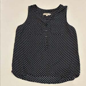 LOFT Navy and White Patterned Sleeveless Blouse